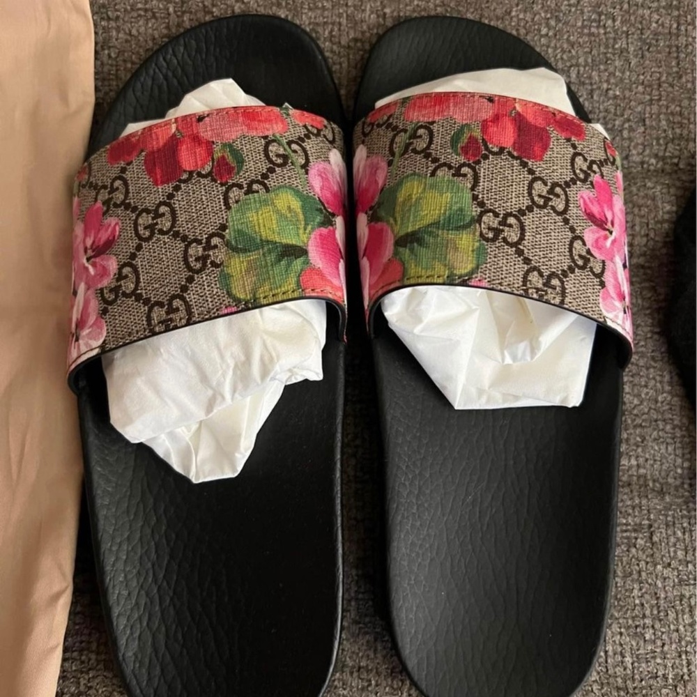 GG Blooms Supreme floral slide sandal